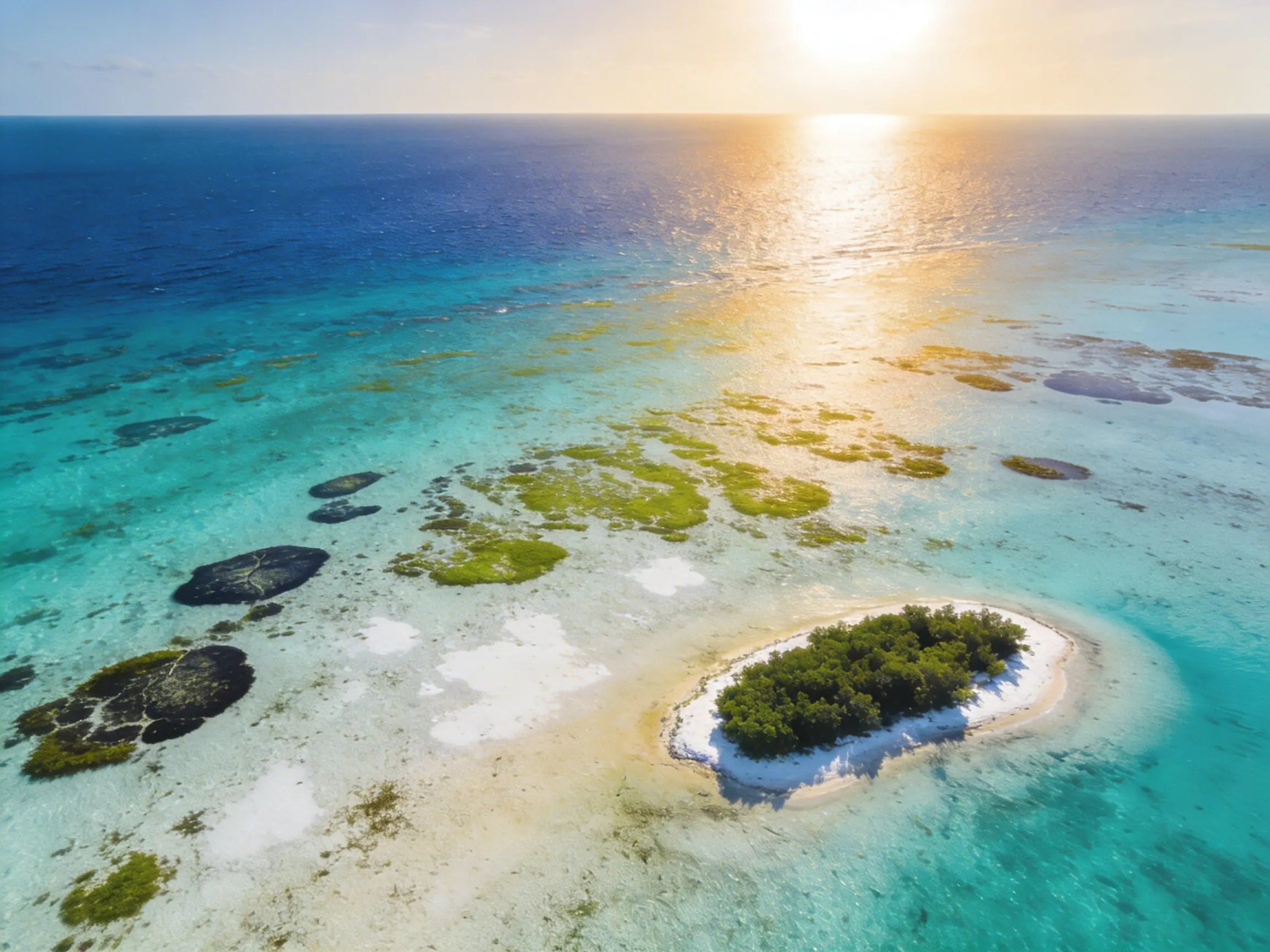 Aerial view of the Florida Keys and Seven Mile Bridge from a private jet